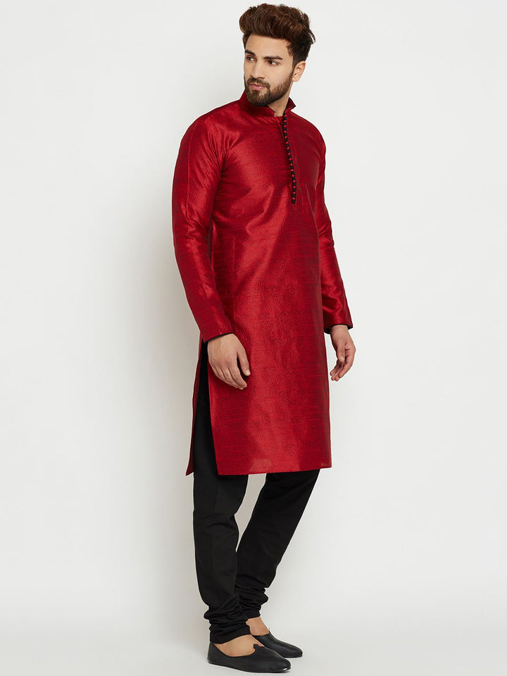 SOJANYA Lelaki Merah Solid Kurta Lurus