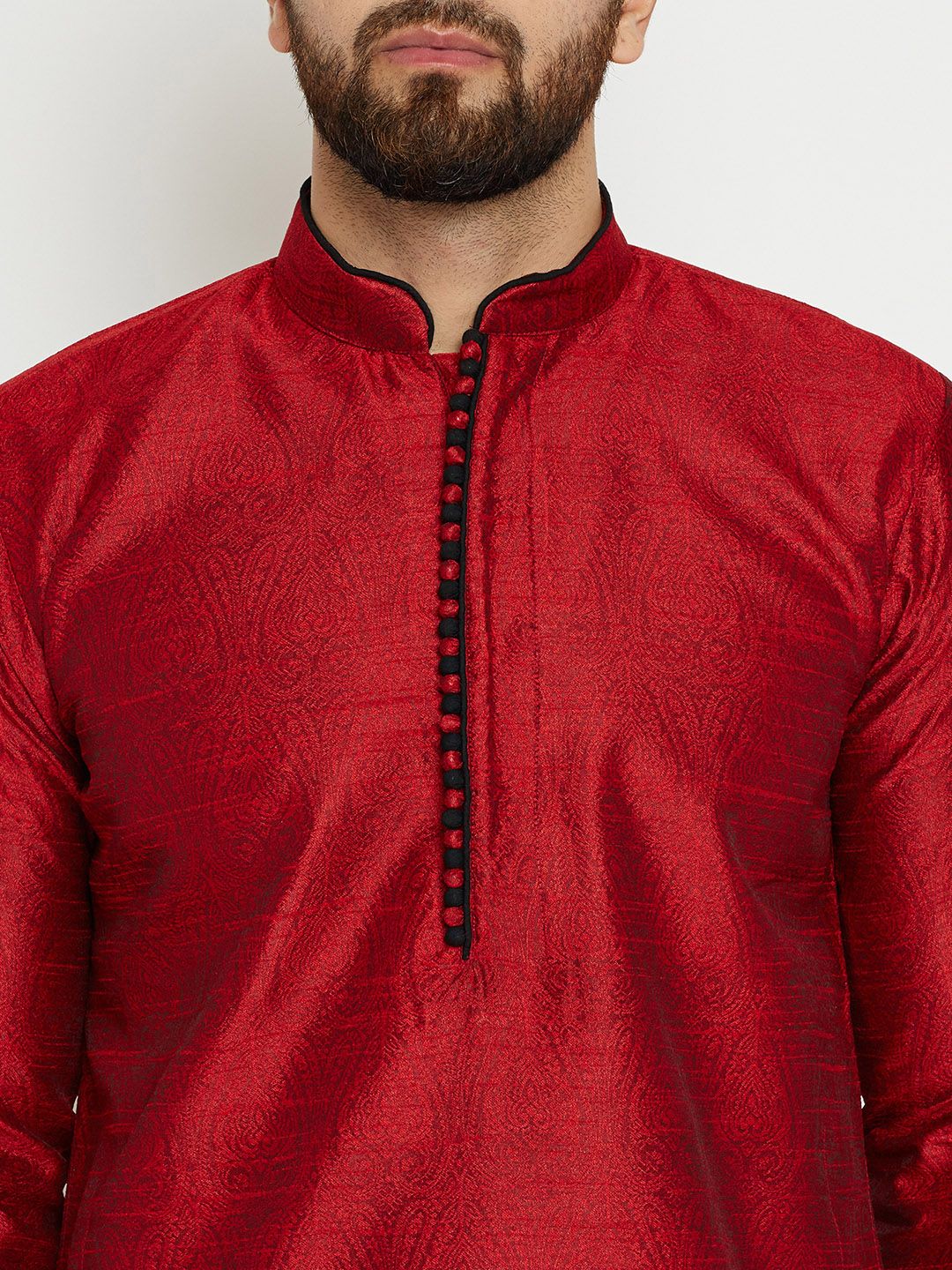 SOJANYA Lelaki Merah Solid Kurta Lurus