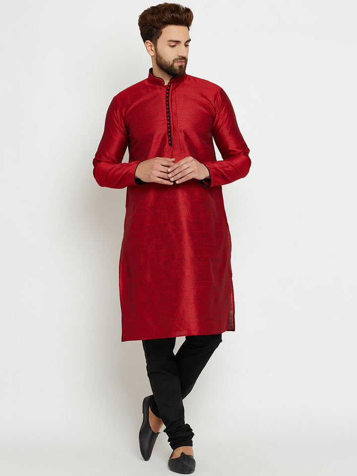 SOJANYA Lelaki Merah Solid Kurta Lurus