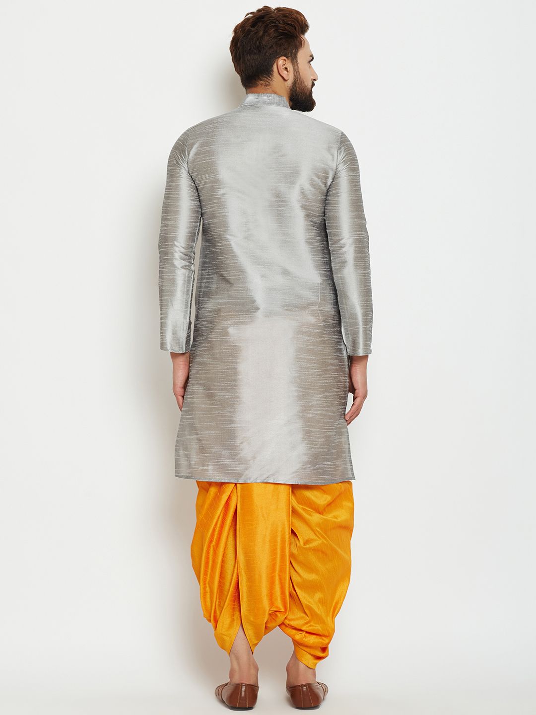 SOJANYA Lelaki Grey Solid Kurta Lurus