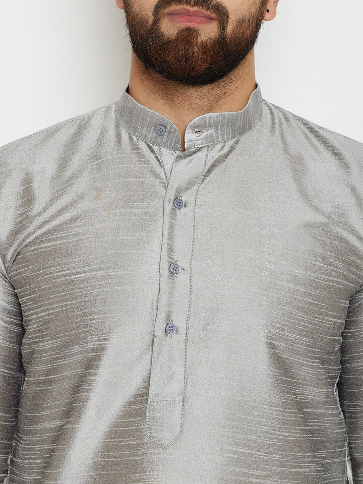 SOJANYA Lelaki Grey Solid Kurta Lurus