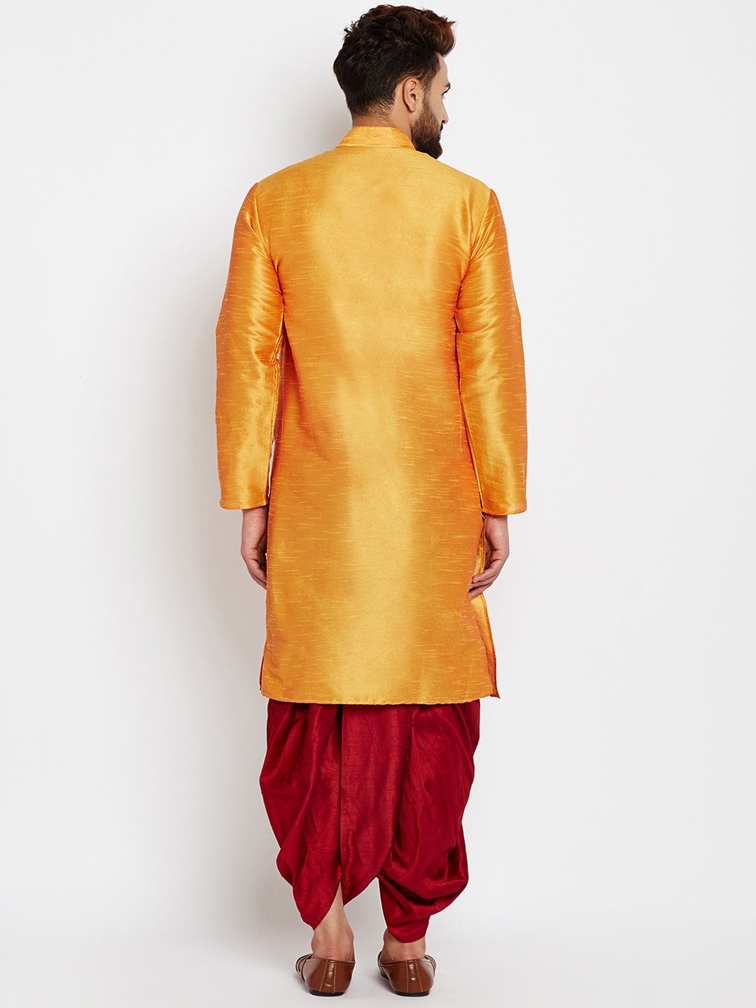 SOJANYA Men Mustard Solid Straight Kurta