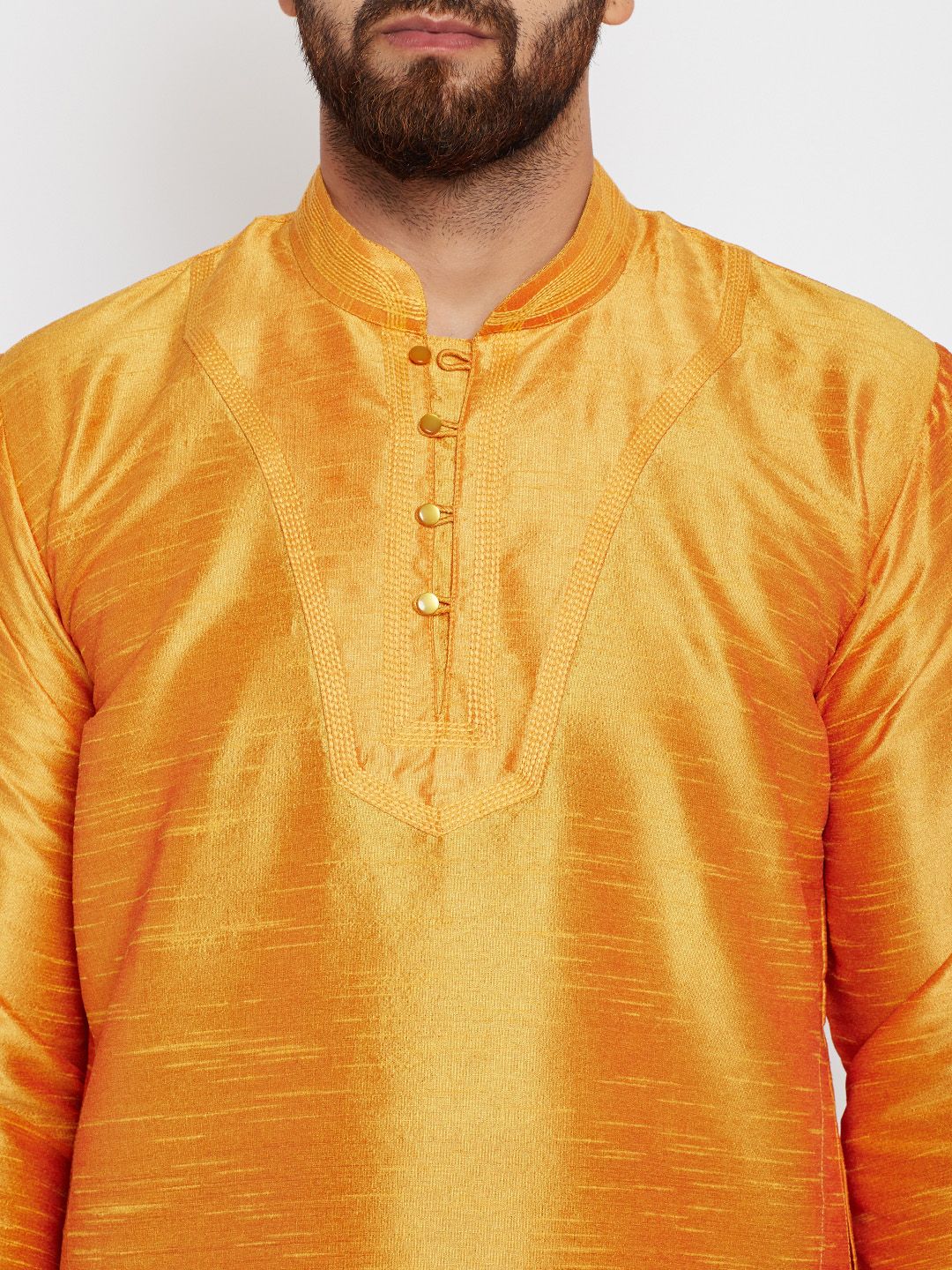 SOJANYA Men Mustard Solid Straight Kurta