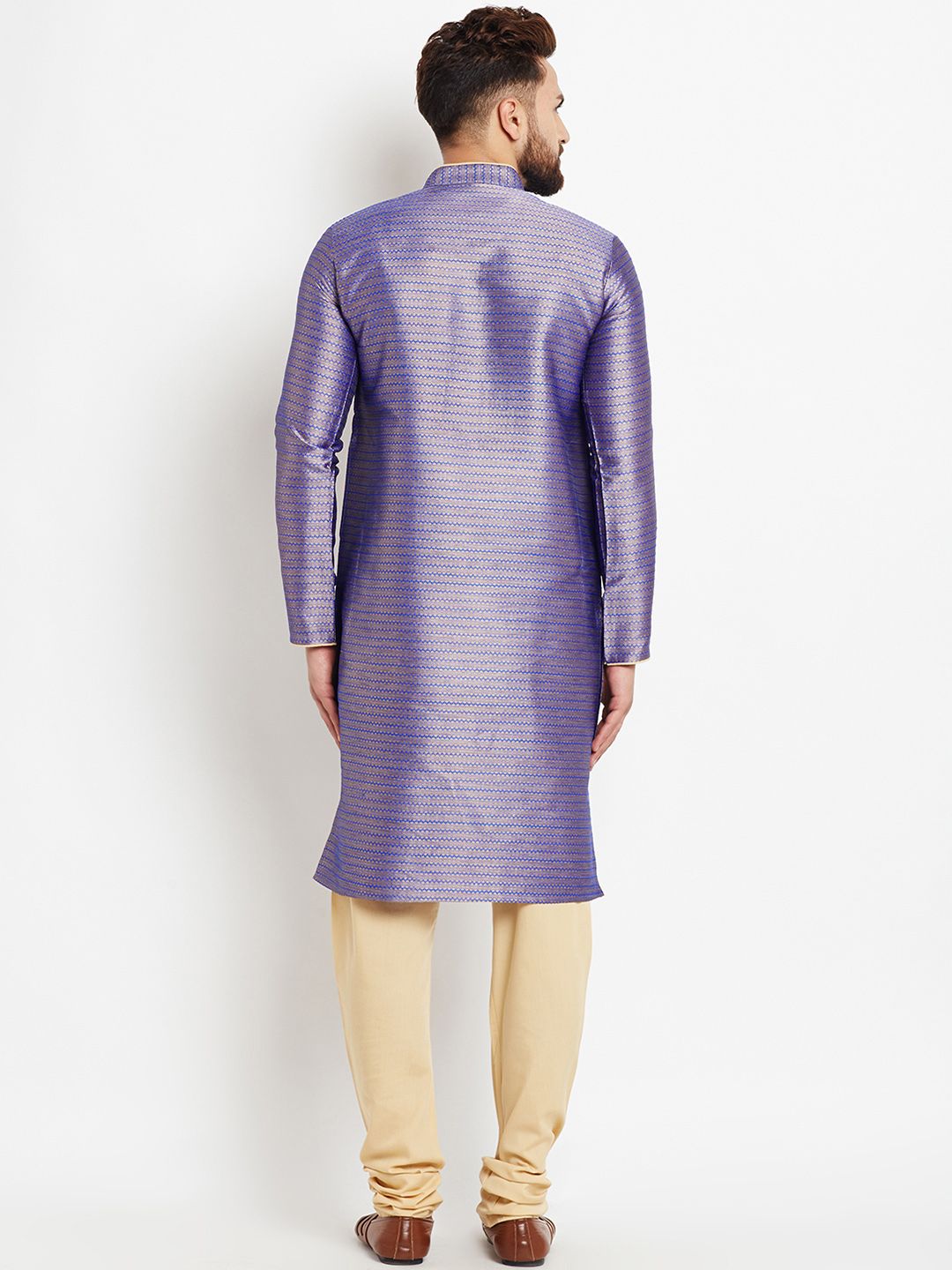 SOJANYA Men Blue Solid Straight Kurta