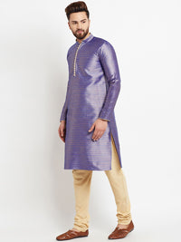 SOJANYA Men Blue Solid Straight Kurta