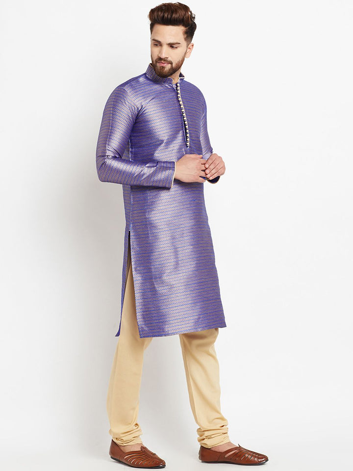 SOJANYA Men Blue Solid Straight Kurta