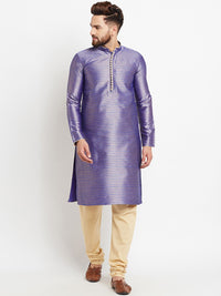 SOJANYA Men Blue Solid Straight Kurta