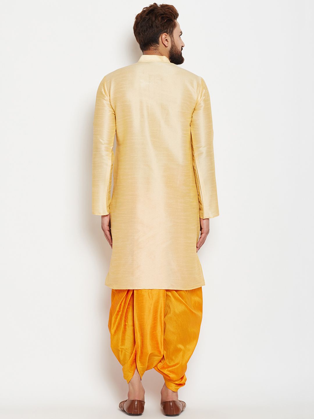 SOJANYA Kurta Lurus Pepejal Berwarna Emas Lelaki