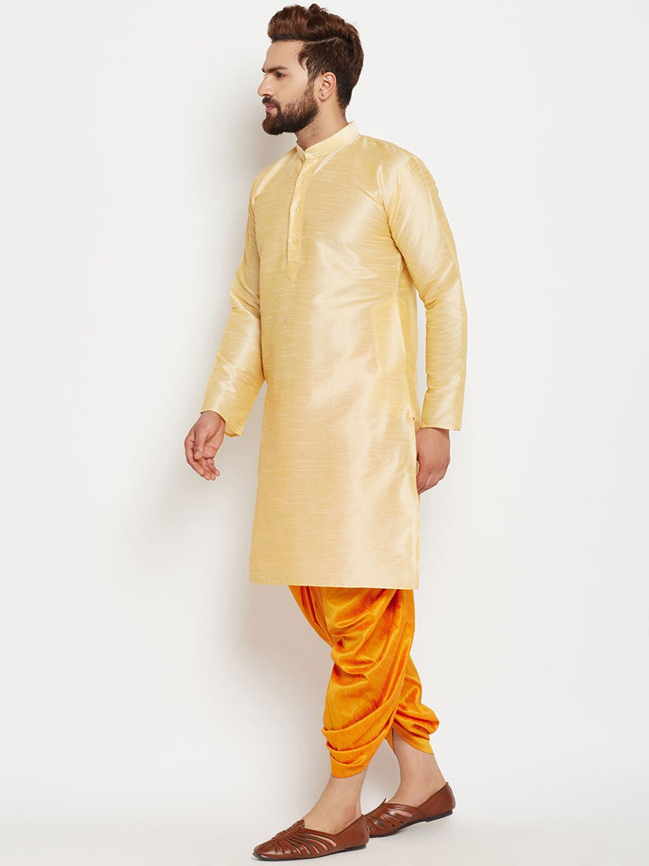 SOJANYA Kurta Lurus Pepejal Berwarna Emas Lelaki