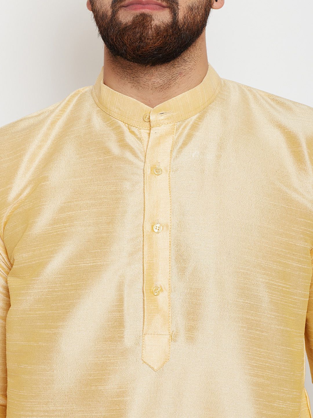 SOJANYA Kurta Lurus Pepejal Berwarna Emas Lelaki