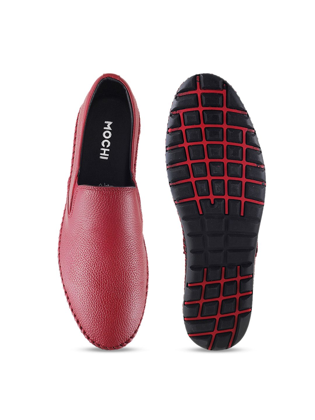 Mochi Men Red Casual Slip-Ons