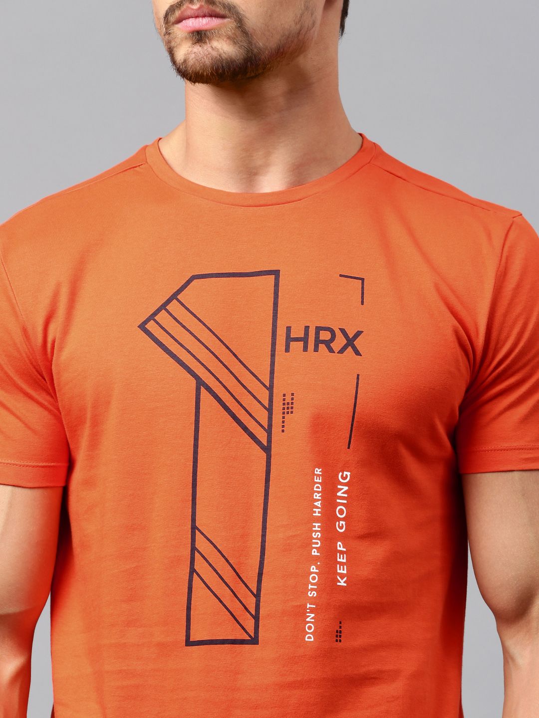 HRX by Hrithik Roshan Men Orange Printed T-shirt