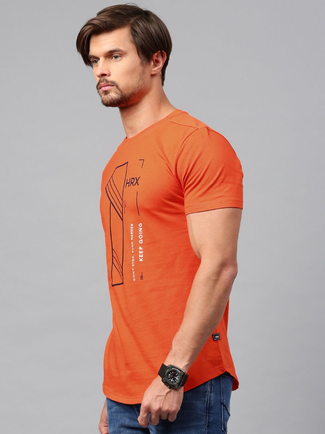 HRX by Hrithik Roshan Men Orange Printed T-shirt
