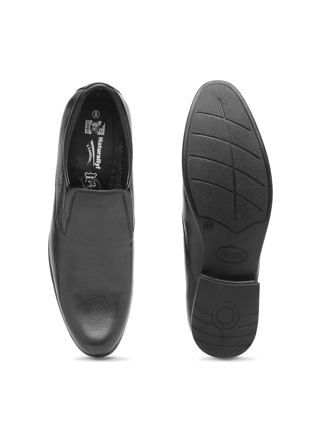 Red Chief Men Black Leather Semiformal Slip-Ons