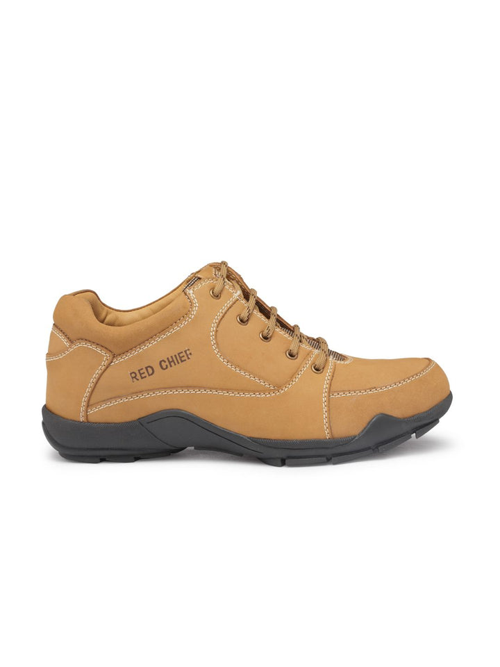 Red Chief Men Tan Brown Leather Sneakers