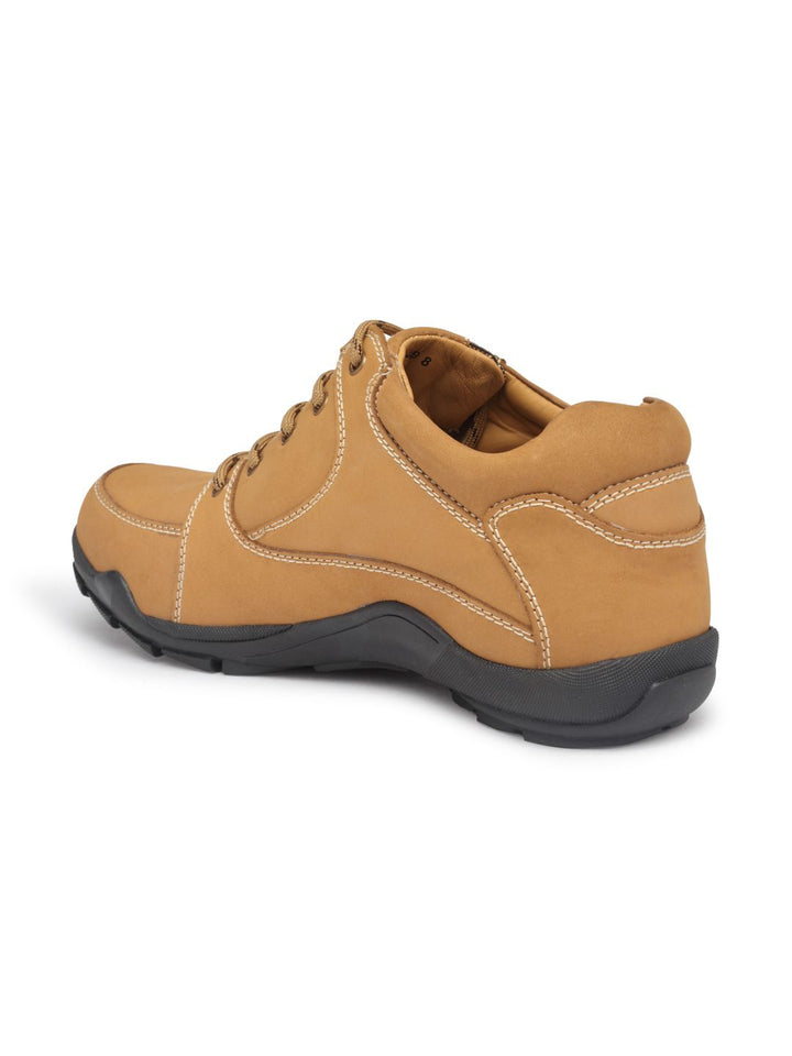 Red Chief Men Tan Brown Leather Sneakers