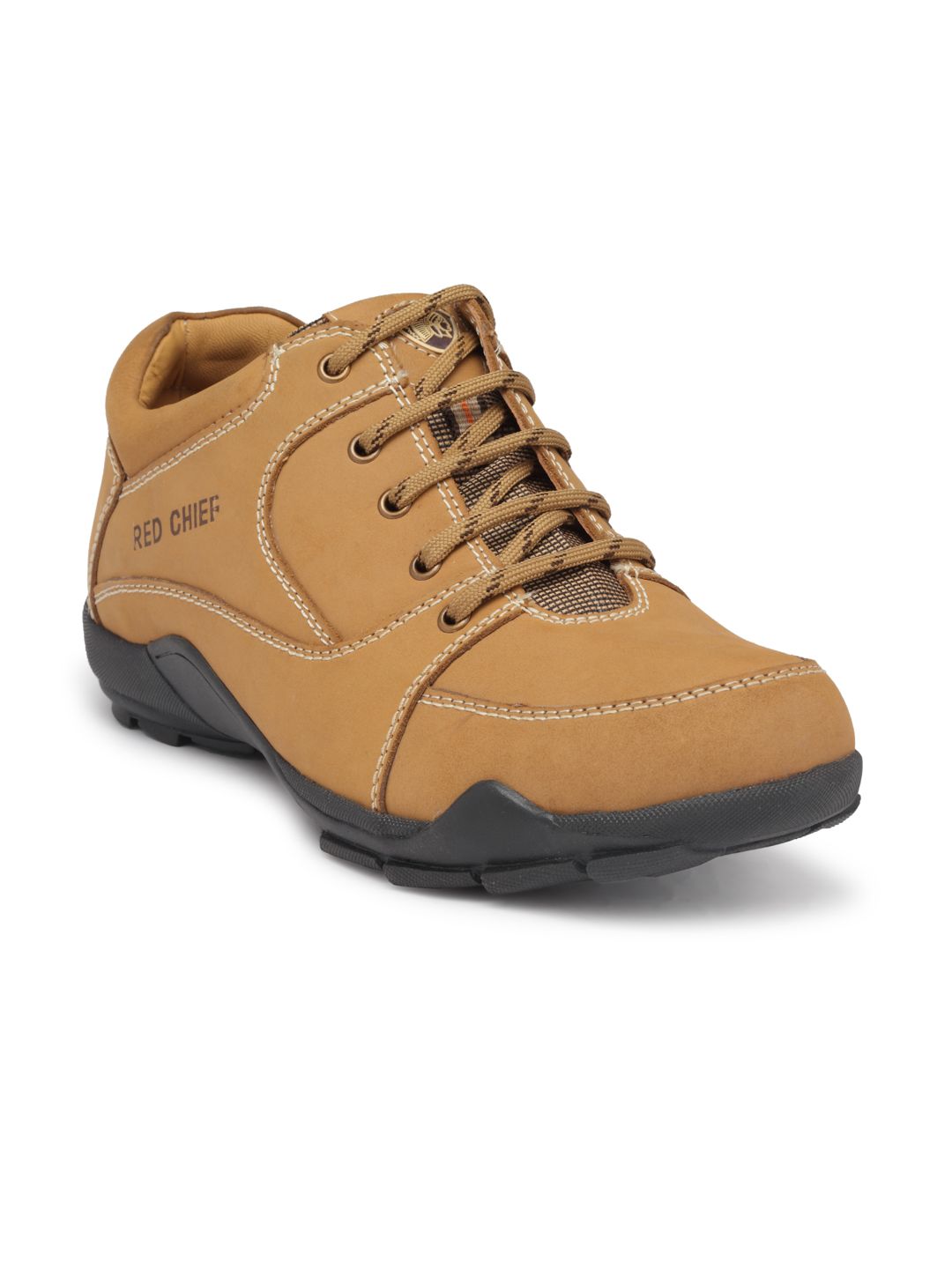 Red Chief Men Tan Brown Leather Sneakers