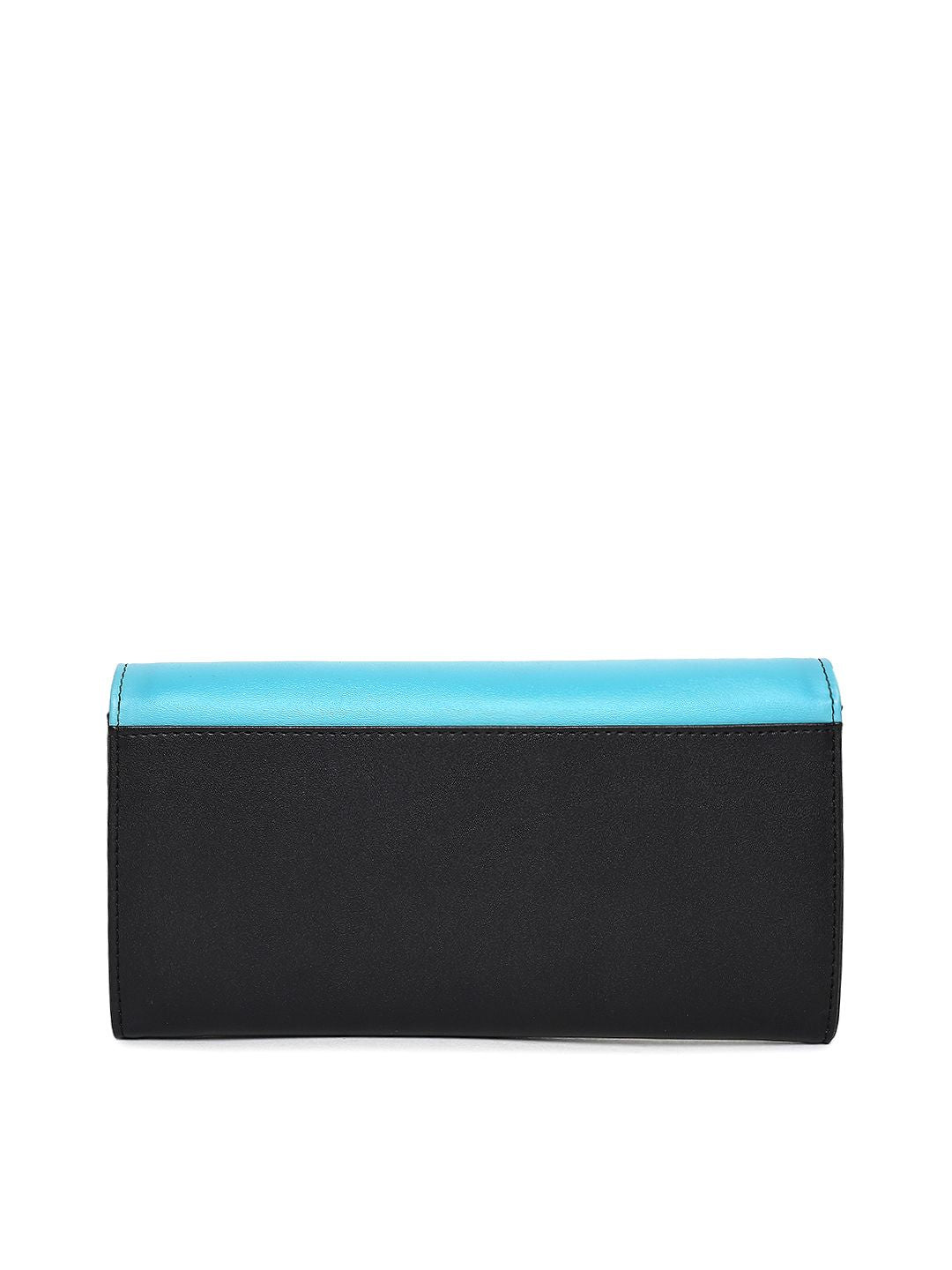 Global Desi Blue & Black Colourblocked Tasselled Envelope Clutch