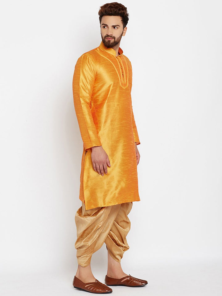 SOJANYA Lelaki Mustard Kurta Lurus Padat