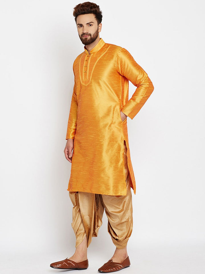 SOJANYA Lelaki Mustard Kurta Lurus Padat