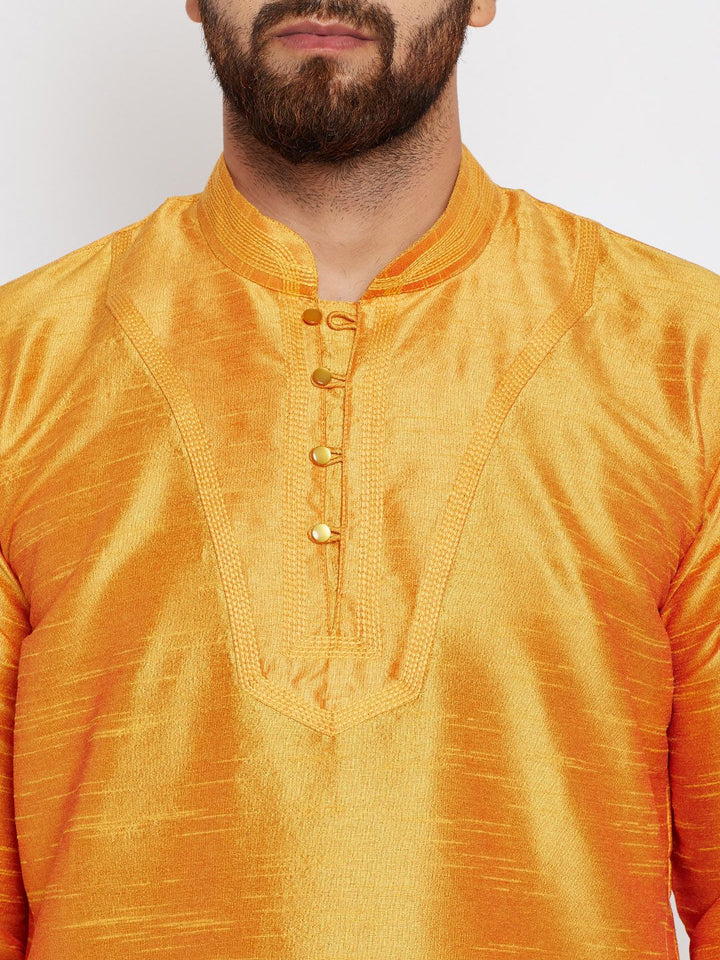 SOJANYA Lelaki Mustard Kurta Lurus Padat