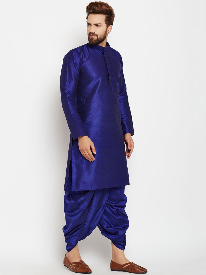 SOJANYA Men Blue Solid Straight Kurta