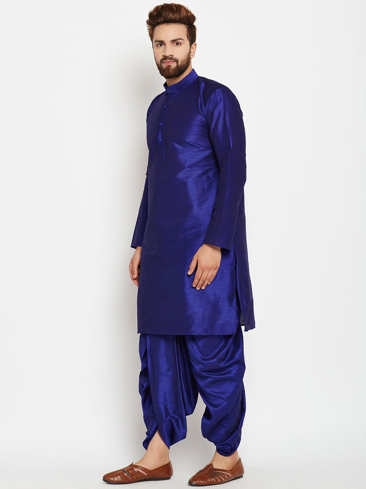SOJANYA Men Blue Solid Straight Kurta