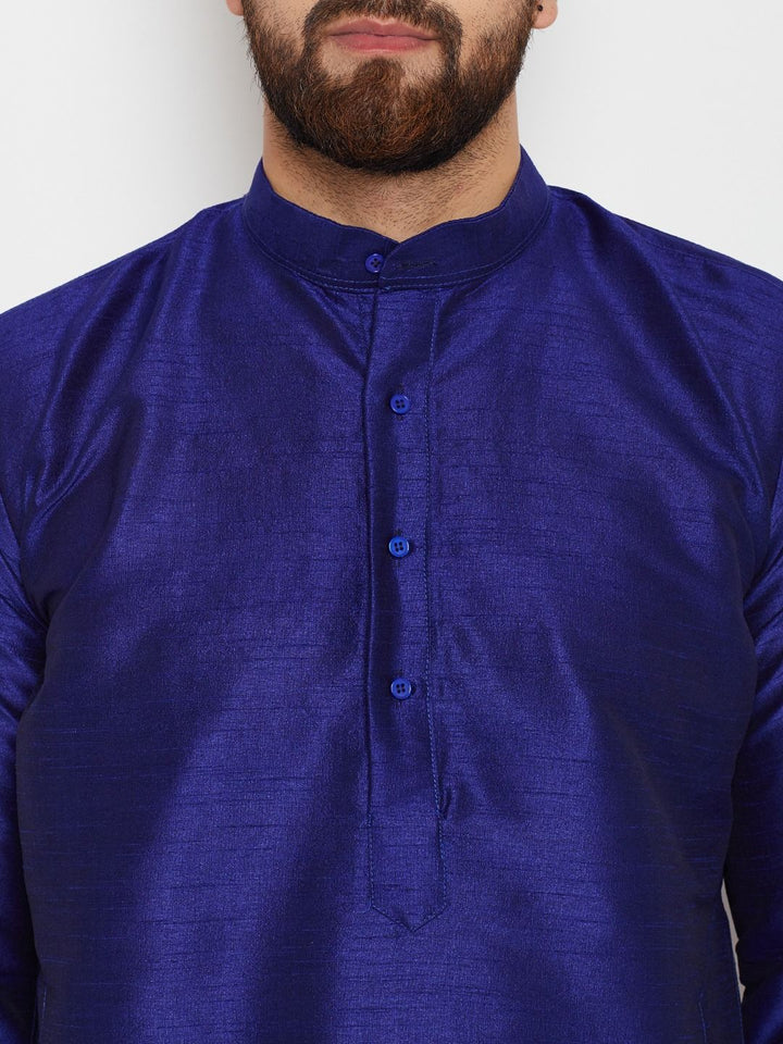 SOJANYA Men Blue Solid Straight Kurta