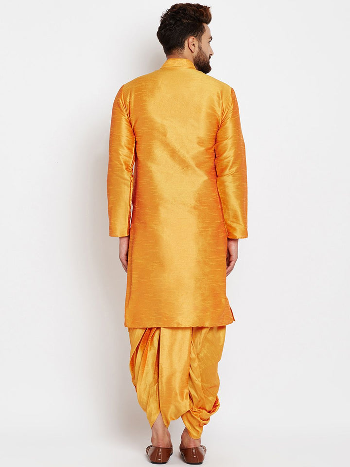 SOJANYA Lelaki Mustard Kurta Lurus Padat