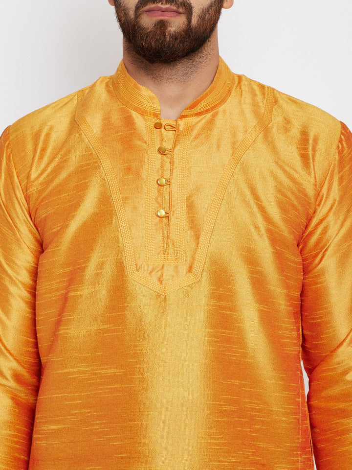 SOJANYA Lelaki Mustard Kurta Lurus Padat