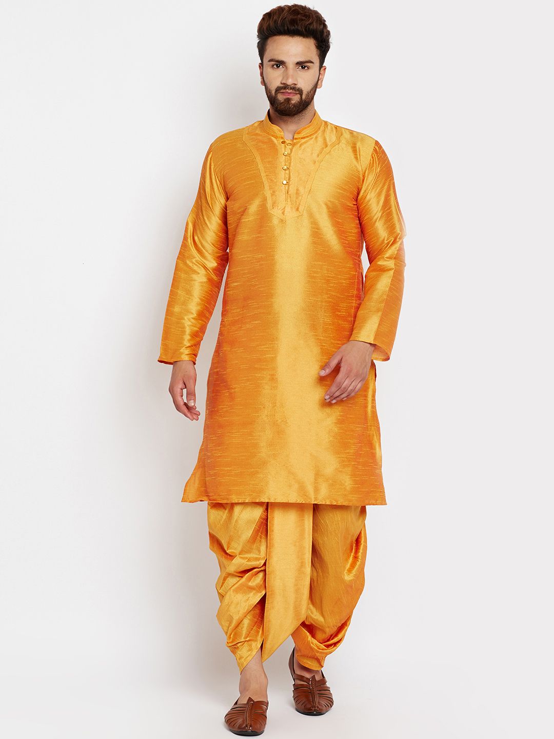 SOJANYA Lelaki Mustard Kurta Lurus Padat