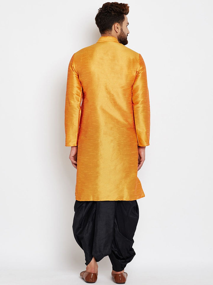 SOJANYA Men Mustard Solid Straight Kurta