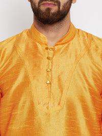 SOJANYA Men Mustard Solid Straight Kurta