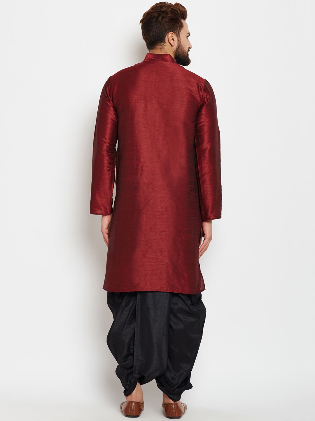 SOJANYA Men Maroon Solid A-Line Kurta