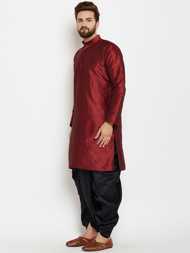SOJANYA Men Maroon Solid A-Line Kurta