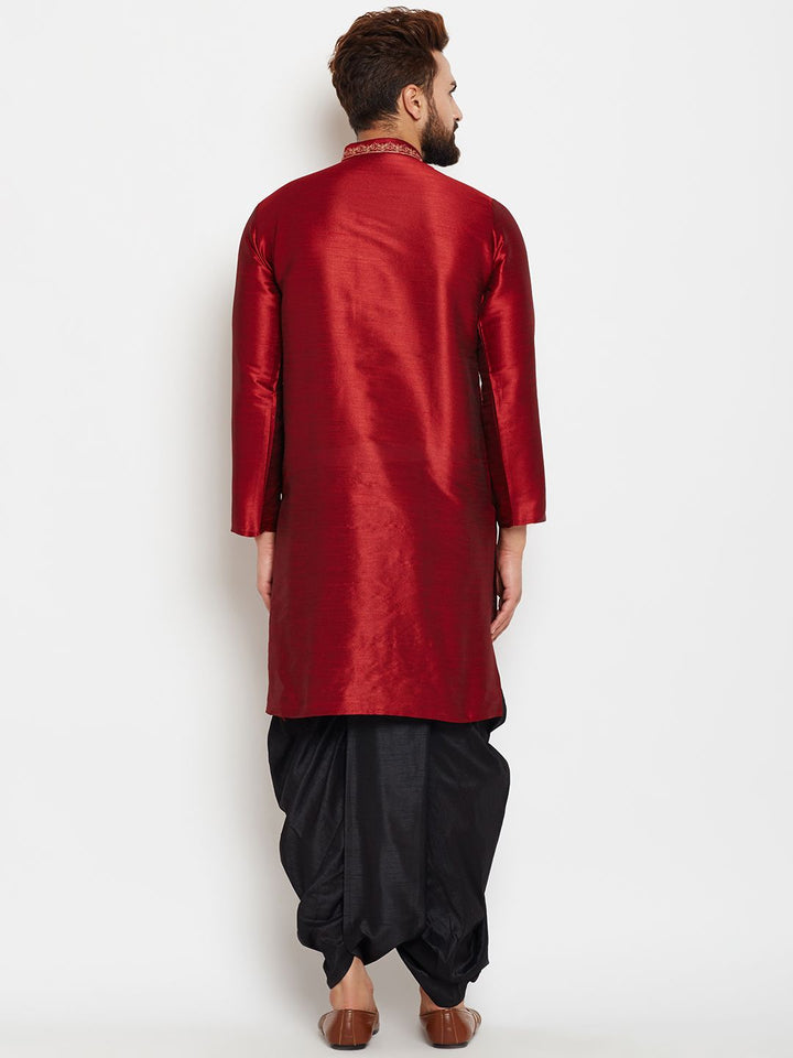 SOJANYA Men Maroon Woven Design A-Line Kurta
