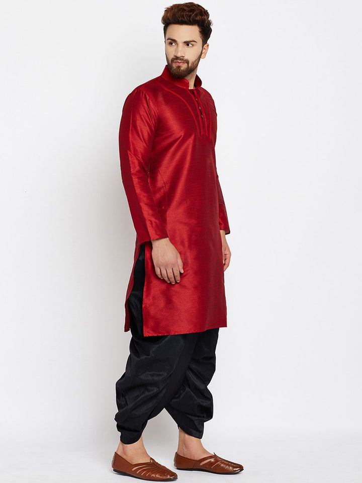 SOJANYA Men Maroon Solid A-Line Kurta