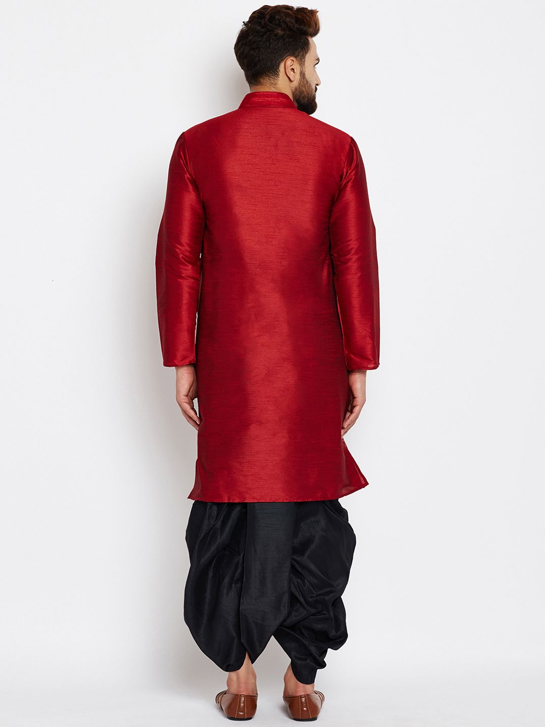 SOJANYA Men Maroon Solid A-Line Kurta
