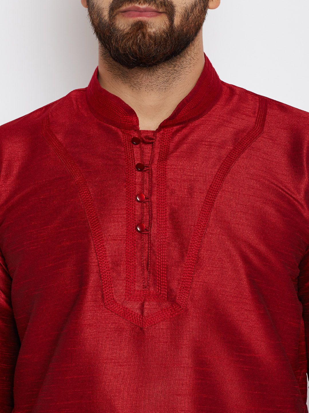 SOJANYA Men Maroon Solid A-Line Kurta