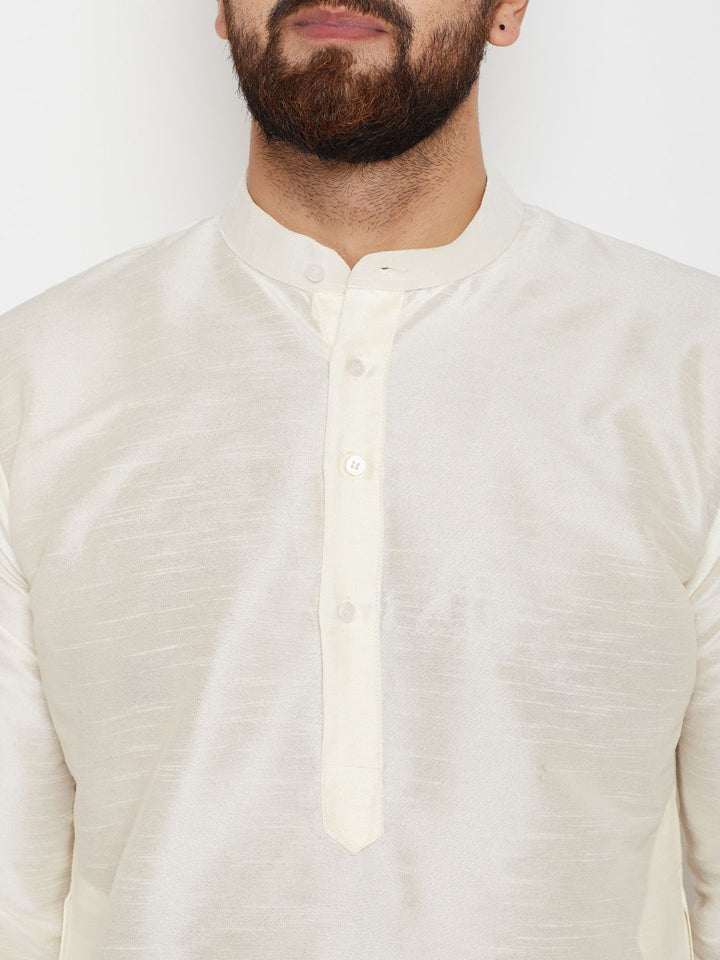 SOJANYA Men Off-White Solid Straight Kurta