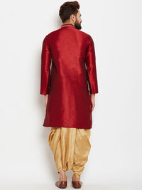 SOJANYA Men Maroon Solid Straight Kurta