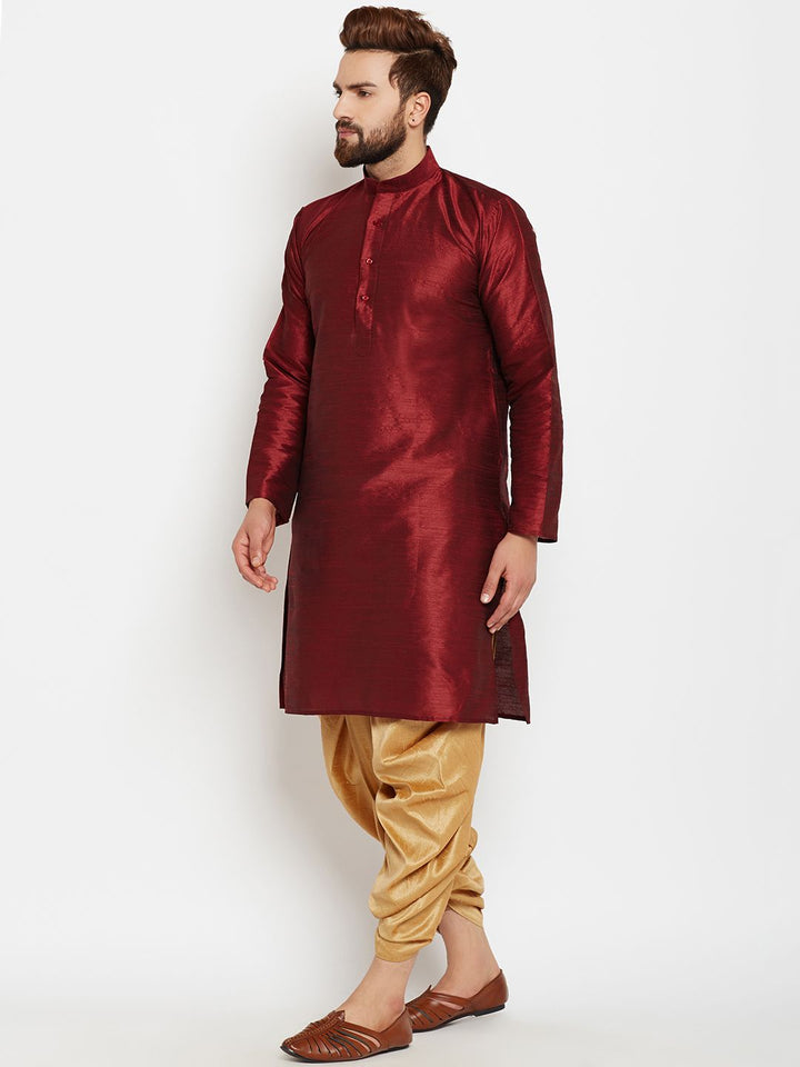 SOJANYA Men Maroon Solid A-Line Kurta
