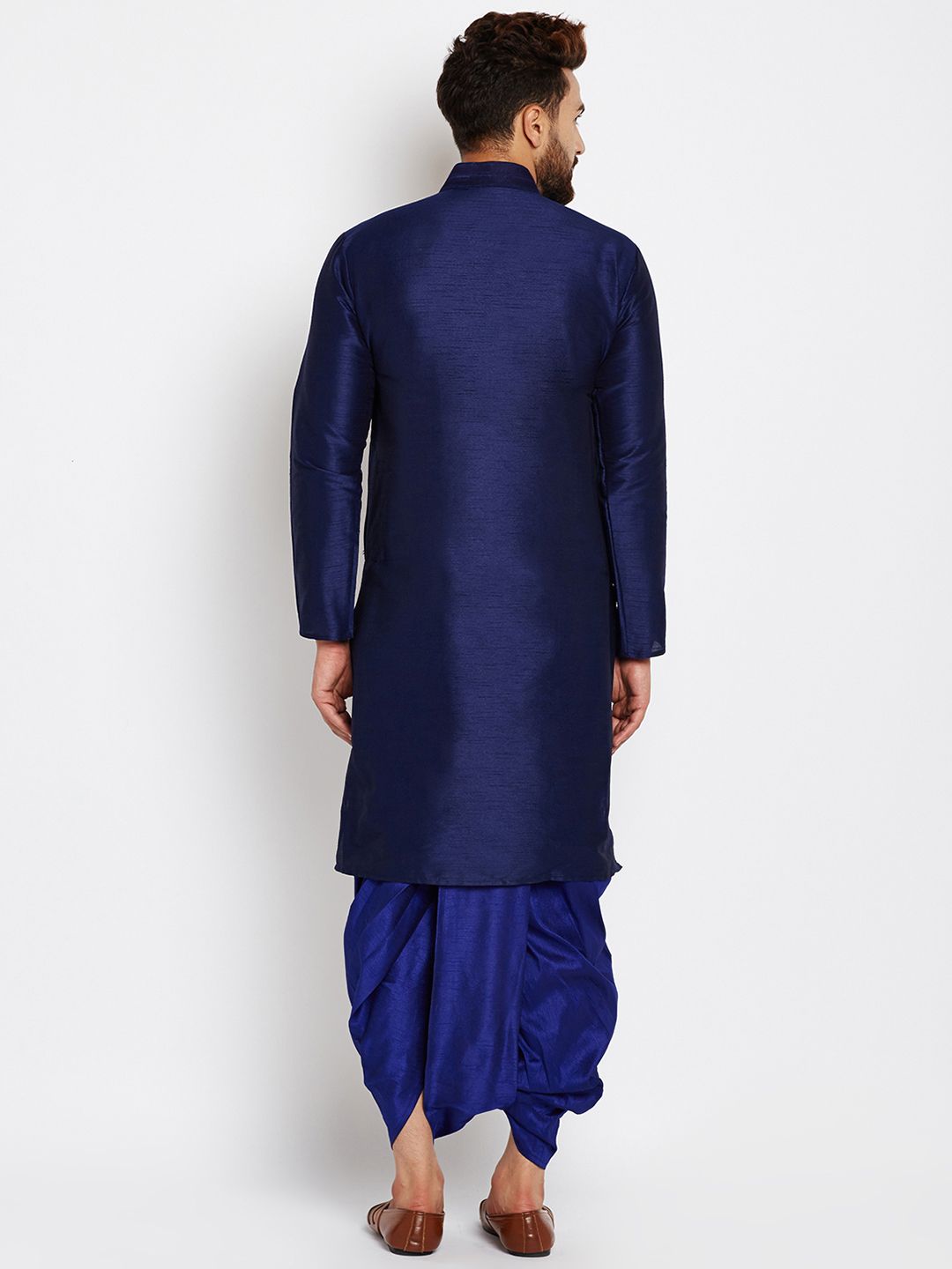 SOJANYA Lelaki Navy Blue Solid Kurta Lurus