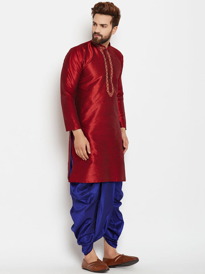 SOJANYA Men Maroon Woven Design A-Line Kurta