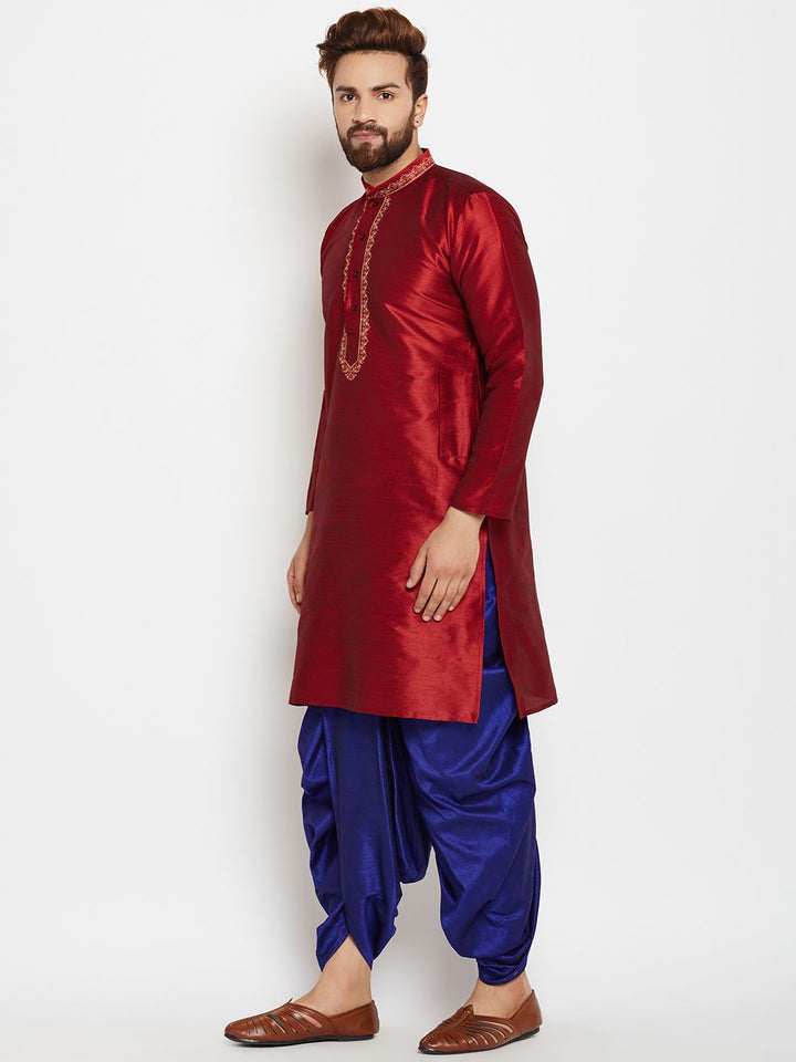 SOJANYA Men Maroon Woven Design A-Line Kurta
