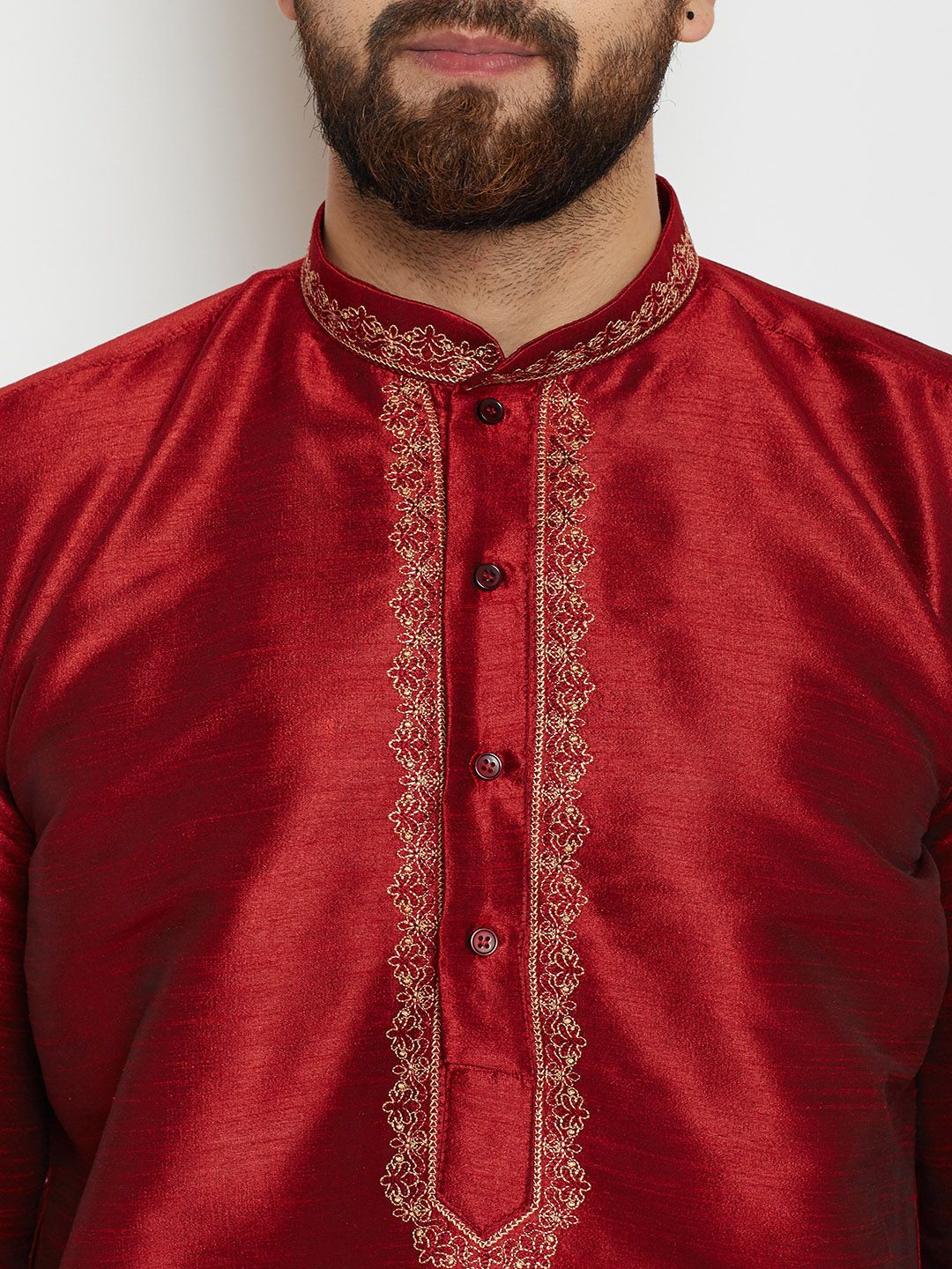 SOJANYA Men Maroon Woven Design A-Line Kurta