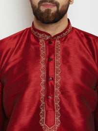 SOJANYA Men Maroon Woven Design A-Line Kurta