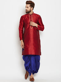 SOJANYA Men Maroon Woven Design A-Line Kurta