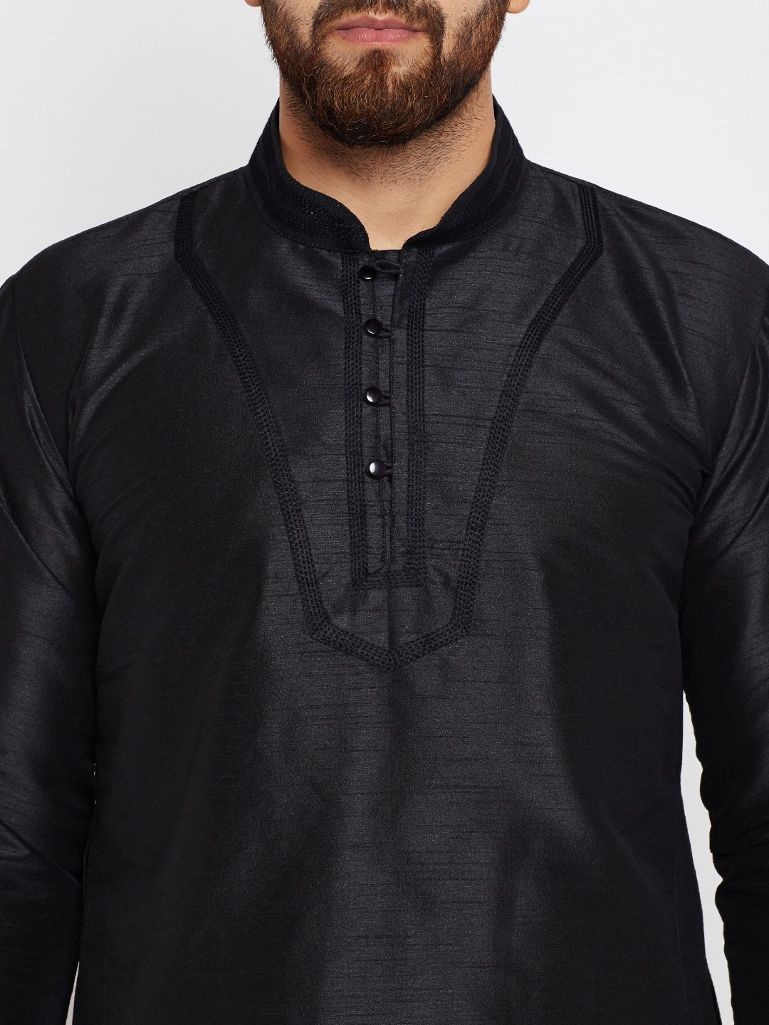 SOJANYA Men Black Solid Straight Kurta