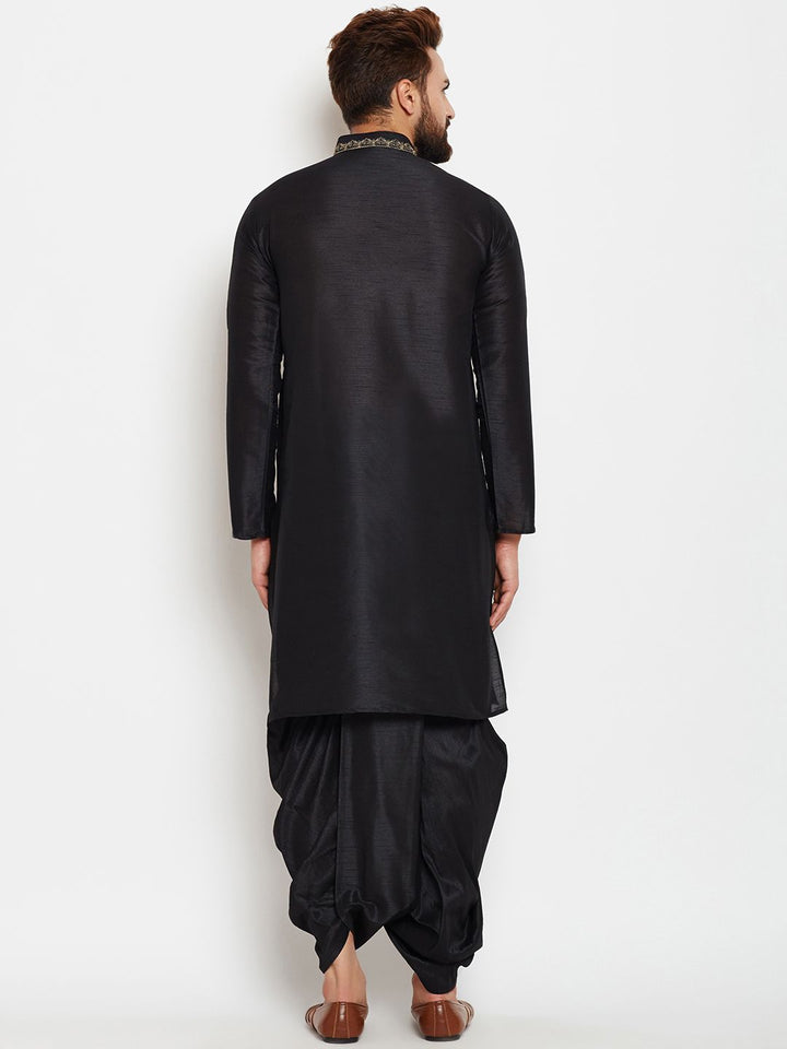 SOJANYA Kurta A-Line Design Tenunan Hitam Lelaki
